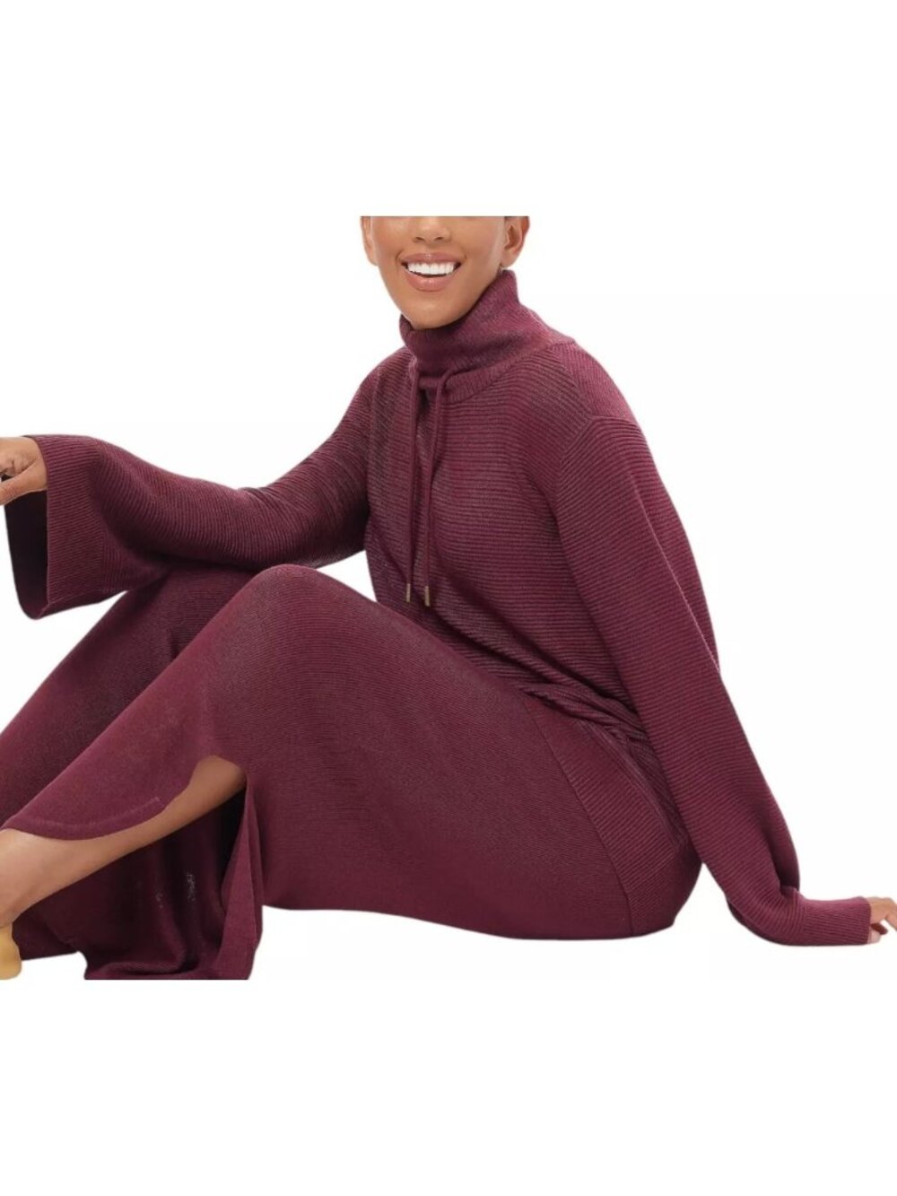Zuda Sweater XXS Tall Ecovero Mock Neck Long Sleeve Burgundy Cozy Knit NEW